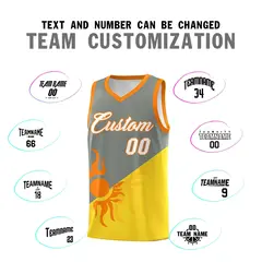 Gray Gold Radiant Sun Two Tone Uniform Basketball Jersey 5