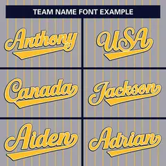 Gray Gold Stripe Full Button Authentic Baseball Jersey 3