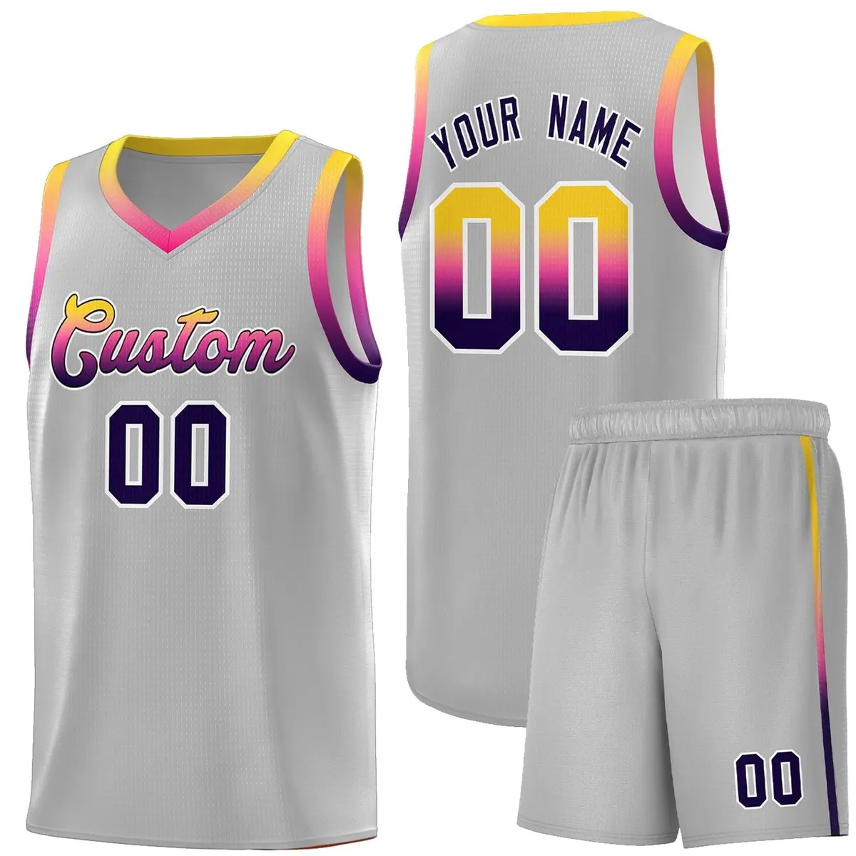 Gray Gradient Font Sports Uniform Basketball Jersey