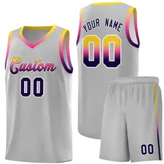 Gray Gradient Font Sports Uniform Basketball Jersey