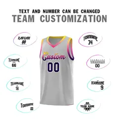 Gray Gradient Font Sports Uniform Basketball Jersey 3