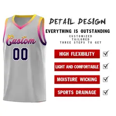 Gray Gradient Font Sports Uniform Basketball Jersey 4