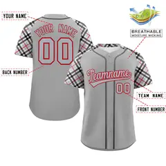 Gray Gray-Red Raglan Sleeves Authentic Baseball Jersey 2