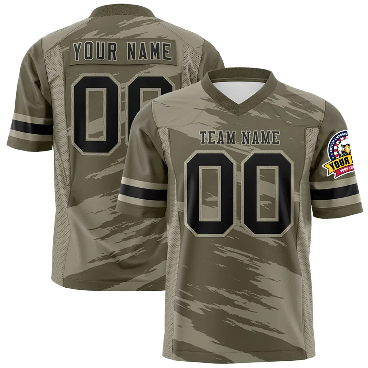 Gray Green Cream Scratch Pattern Authentic Football Jersey