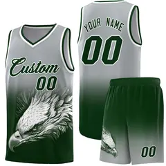 Gray Green Eagle Graffiti Pattern Basketball Jersey 1