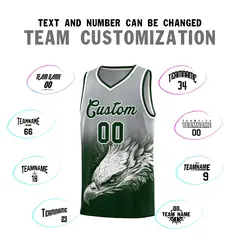 Gray Green Eagle Graffiti Pattern Basketball Jersey 2