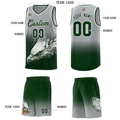 Gray Green Eagle Graffiti Pattern Basketball Jersey 3