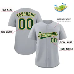 Gray Green-Gold Classic Authentic Baseball Jersey 2
