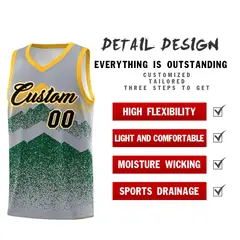 Gray Green Mountain Fade Gradient Fashion Basketball Jersey 2