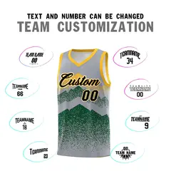 Gray Green Mountain Fade Gradient Fashion Basketball Jersey 4