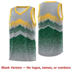 Gray Green Mountain Fade Gradient Fashion Basketball Jersey 6