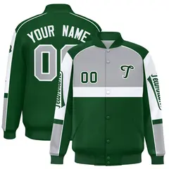 Gray Green Raglan Sleeves Varsity Letterman Jacket 1