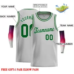 Gray Green-White Classic Casual Basketball Jersey 2