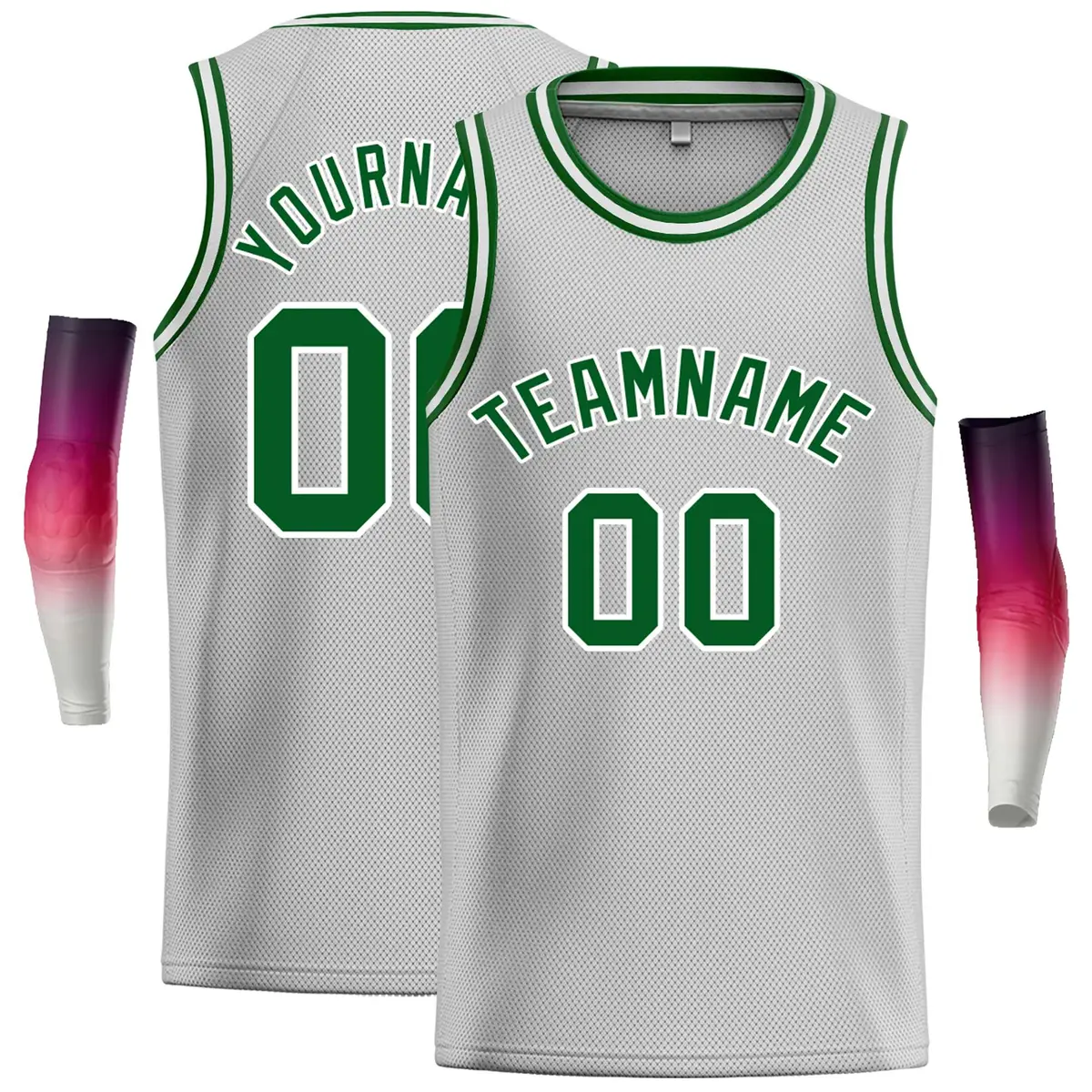 Gray Green-White Classic Casual Basketball Jersey