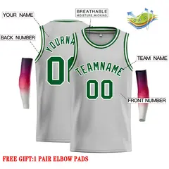 Gray Green-White Classic Casual Basketball Jersey 2