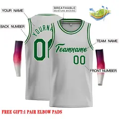 Gray Green-White Classic Casual Basketball Jersey 2