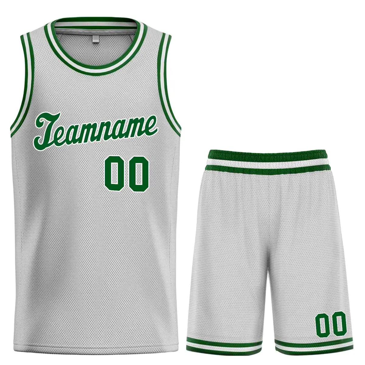 Gray Green-White Classic Sets Basketball Uniform Jersey