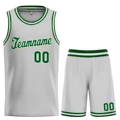 Gray Green-White Classic Sets Basketball Uniform Jersey