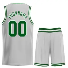 Gray Green-White Classic Sets Basketball Uniform Jersey 2