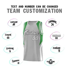 Gray Green White Color Block Basketball Jersey 4