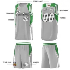 Gray Green White Color Block Basketball Jersey 5