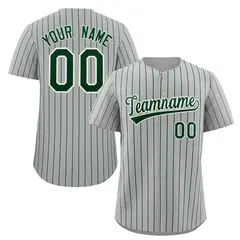 Gray Green-White Stripe Authentic Fashion Baseball Jersey