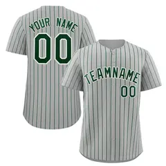 Gray Green-White Stripe Authentic Fashion Baseball Jersey