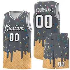 Gray Ice Cream Element Pattern Basketball Kits