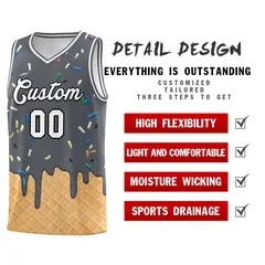 Gray Ice Cream Element Pattern Basketball Kits 2
