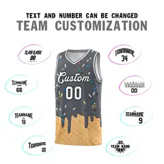 Gray Ice Cream Element Pattern Basketball Kits 4