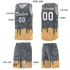 Gray Ice Cream Element Pattern Basketball Kits 5