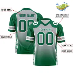 Gray Kelly Green Gradient Side Pattern Football Jersey 2