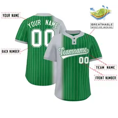 Gray Kelly Green Gradient Stripe Two-Button Softball Jersey 2