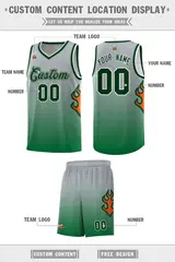 Gray Kelly Green-Green Flame Gradient Basketball Jersey 2