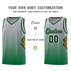 Gray Kelly Green-Green Flame Gradient Basketball Jersey 3