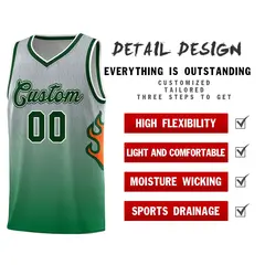 Gray Kelly Green-Green Flame Gradient Basketball Jersey 5