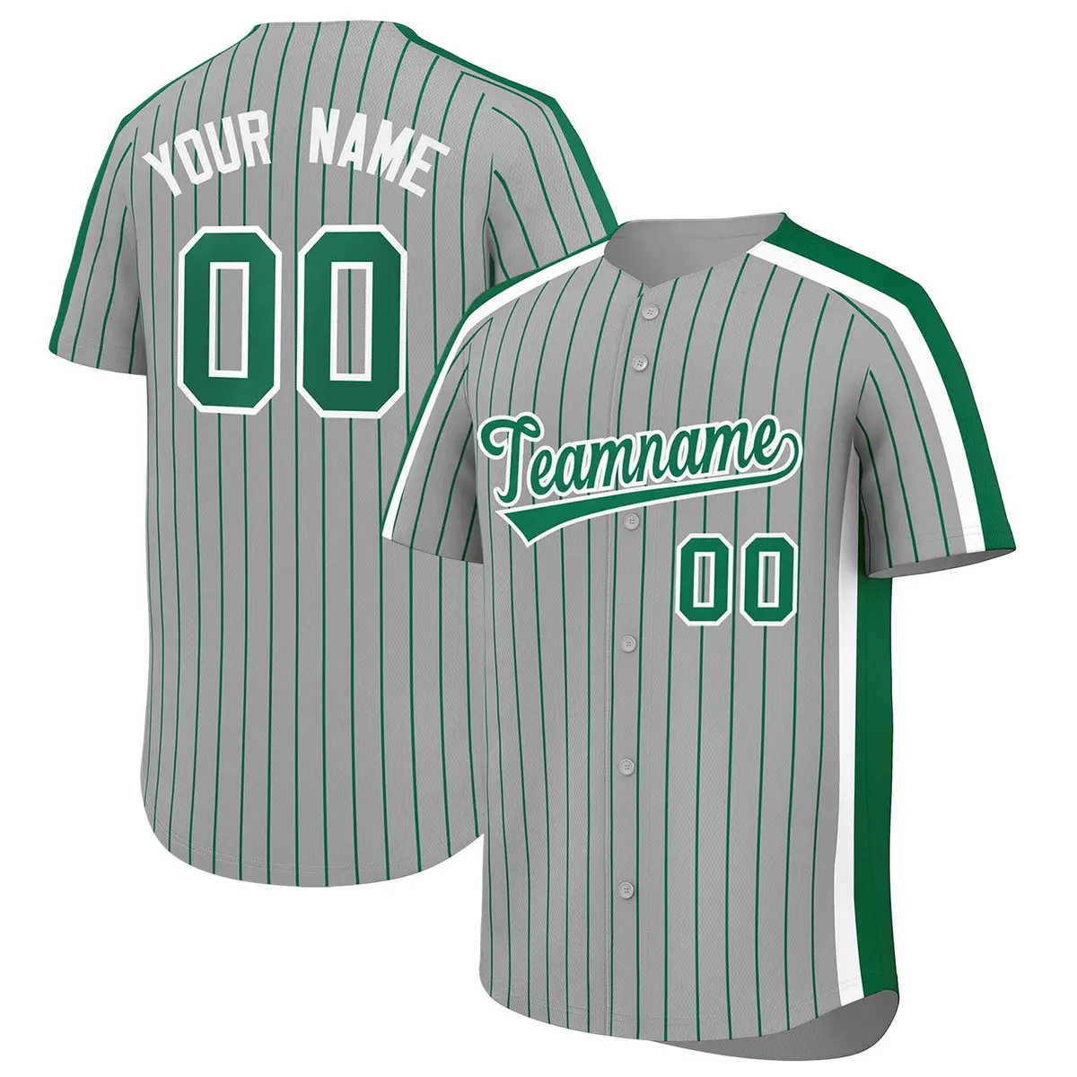 Gray Kelly Green Pinstripe Two-tone Baseball Jersey