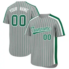 Gray Kelly Green Pinstripe Two-tone Baseball Jersey 1