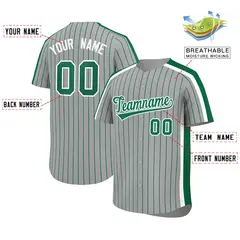Gray Kelly Green Pinstripe Two-tone Baseball Jersey 2