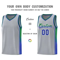 Gray Kelly Green-Royal Gradient Basketball Jersey 3