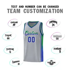 Gray Kelly Green-Royal Gradient Basketball Jersey 4