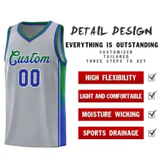 Gray Kelly Green-Royal Gradient Basketball Jersey 5