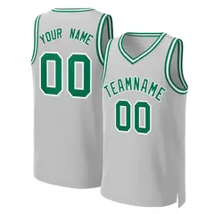 Gray Kelly Green White Classic Basketball Jersey 1