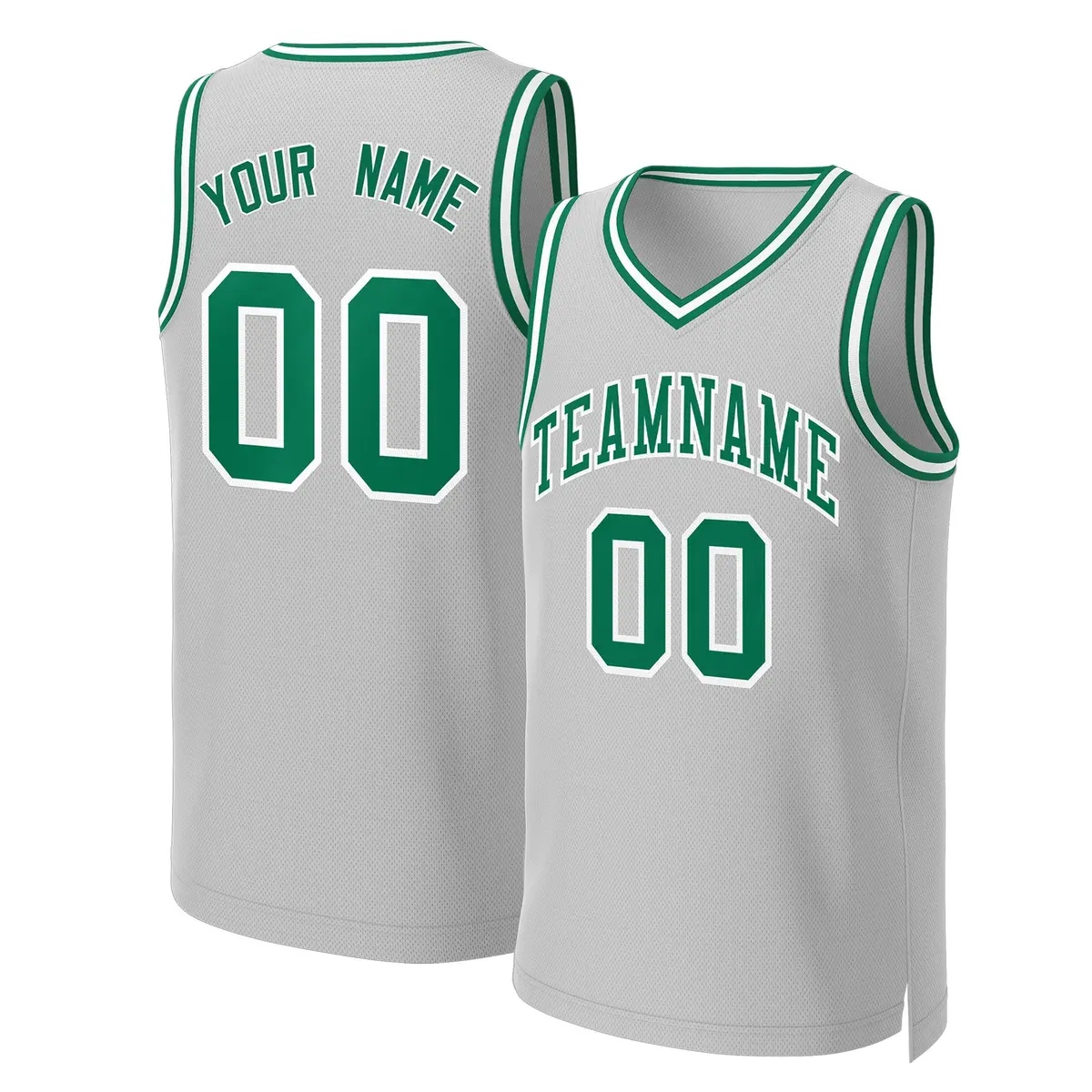 Gray Kelly Green White Classic Basketball Jersey