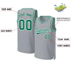 Gray Kelly Green White Classic Basketball Jersey 2