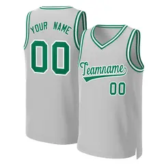 Gray Kelly Green White Classic Basketball Jersey 1