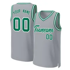 Gray Kelly Green White Classic Basketball Jersey 1