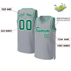 Gray Kelly Green White Classic Basketball Jersey 2