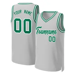 Gray Kelly Green White Classic Basketball Jersey 1