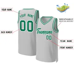 Gray Kelly Green White Classic Basketball Jersey 2